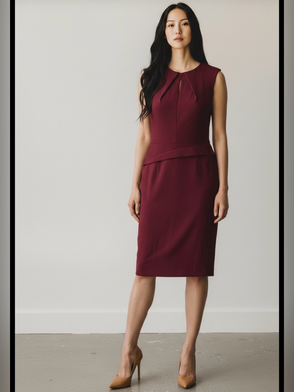 Calvin Klein Burgundy Sheath Dress, business casual Bodycon dress